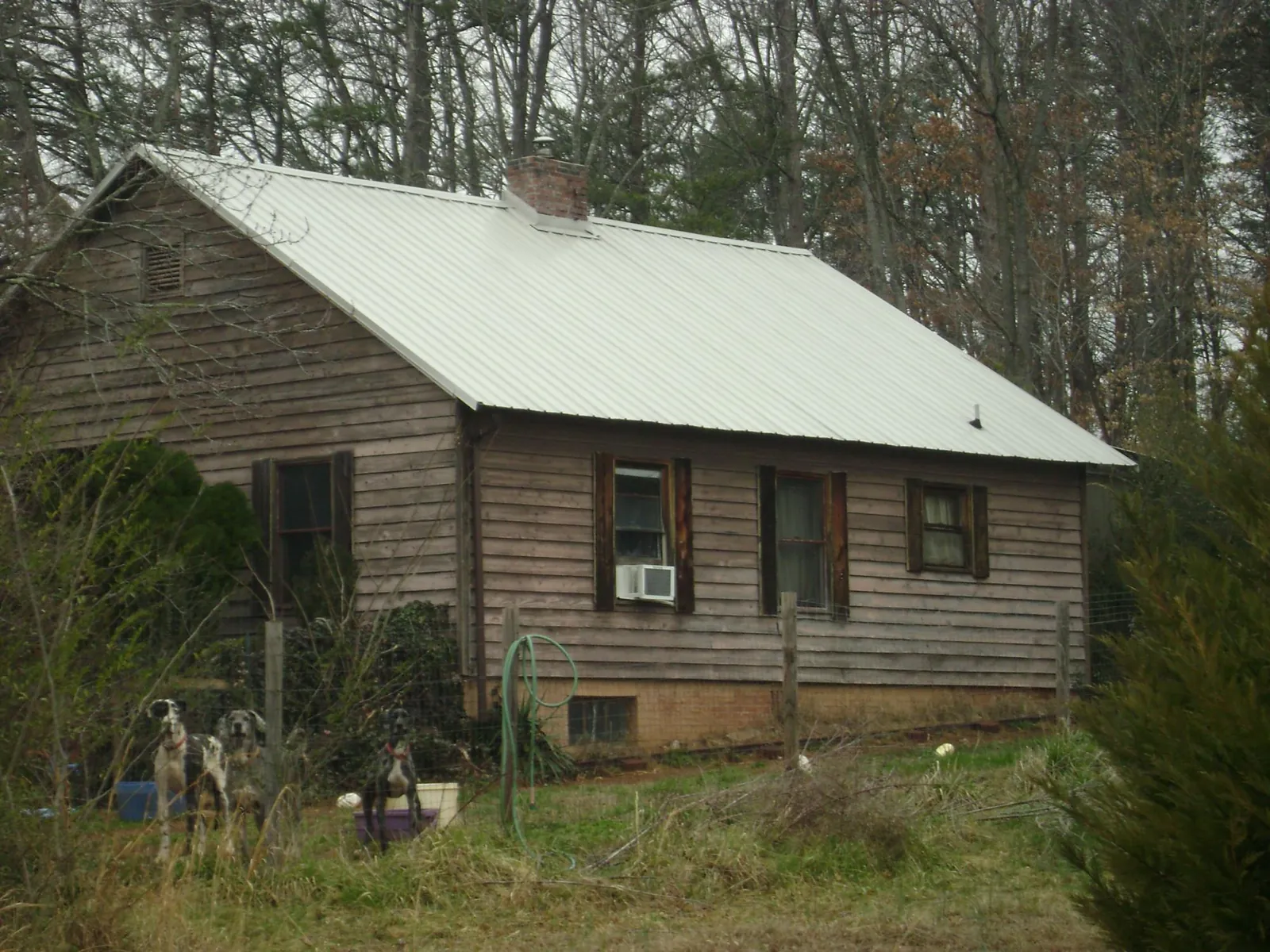 White metal roof on an old wood sided farmhouse, from a Metal Roof Installation job in Allegan